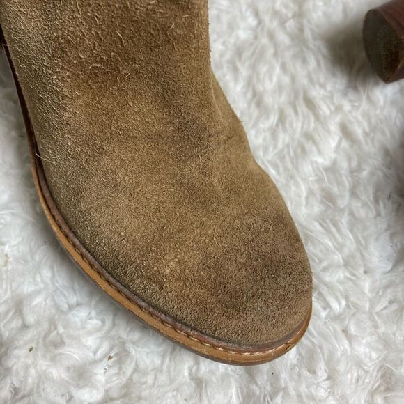 Talbots Brown Leather Suede mid calf Boots. Side zipper gold tone accent SZ 9.5 - Picture 7 of 11